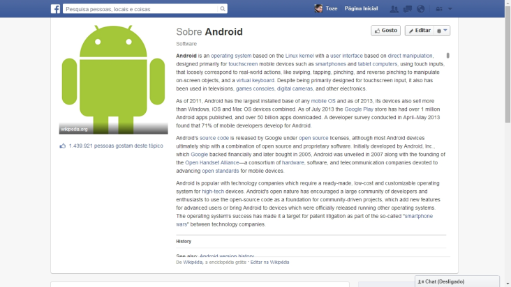 Unofficial Facebook screenshot