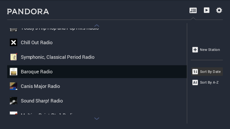 Pandora on OUYA screenshot